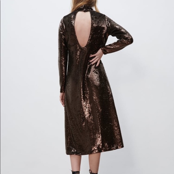 ZARA SEQUIN KNIT DRESS - Picture 4 of 11